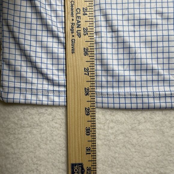 Collars and Co Men's Semi Spread Collar Polo Size M Thin Navy Check Golf Preppy - Picture 7 of 7